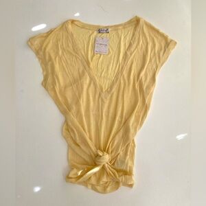 Free People Yellow Sheer Tee
